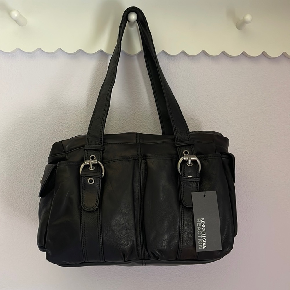 NWT Kenneth Cole black large leather satchel. New out of the box Style HR50343LE